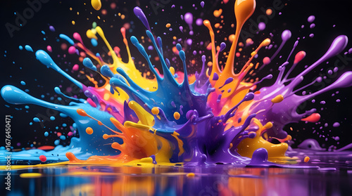 Color burst Symphony: Abstract Paint Explosion, Generative Ai
