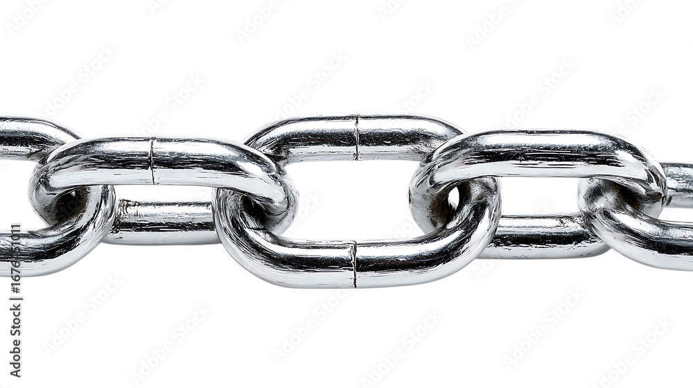Fototapeta premium Metal chain links isolated on transparent background.