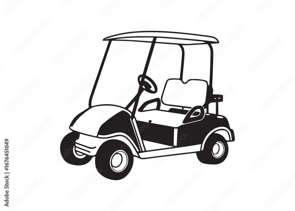 Fototapeta premium Golf Cart Vehicle Silhouette Vector Icon Isolated on White Background.