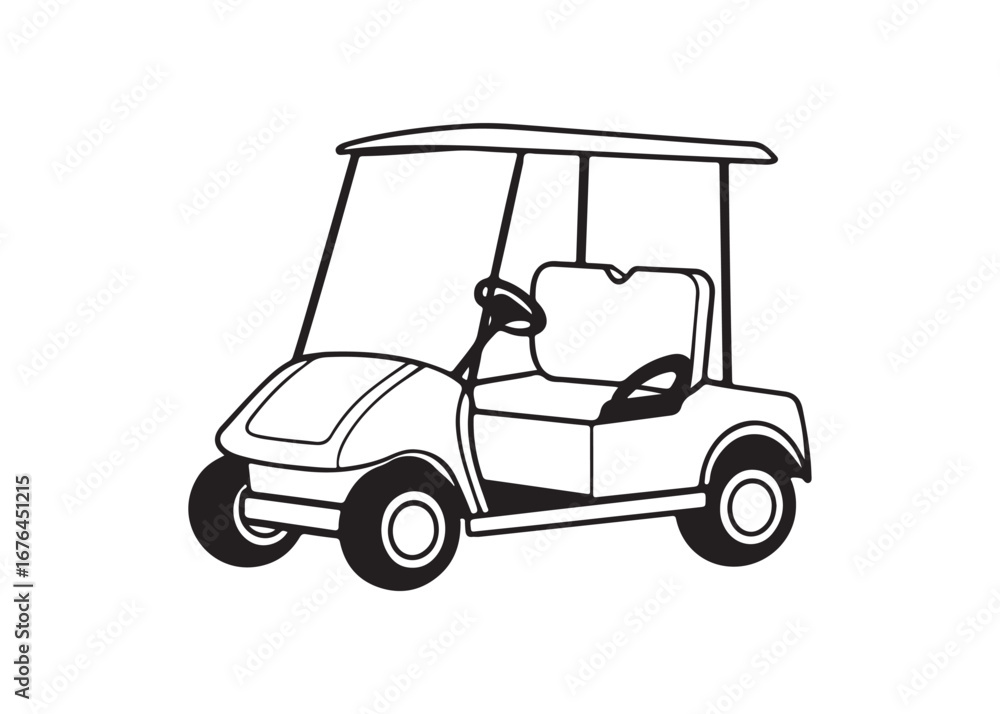 Fototapeta premium Golf Car Silhouette Vector Illustration, Golf Cart Icon for Sports and Leisure.