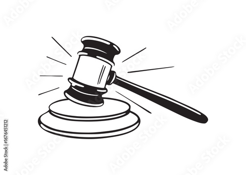 Law and Justice Judge Gavel Icon Black Vector Silhouette.