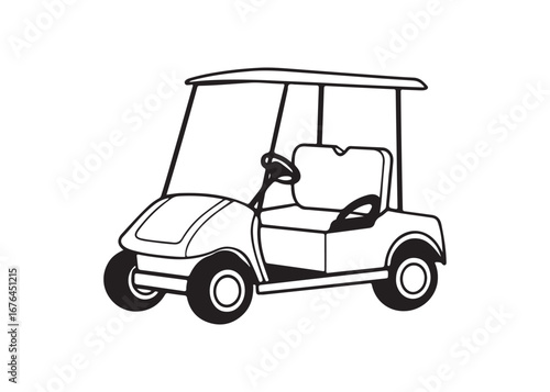 Golf Car Silhouette Vector Illustration, Golf Cart Icon for Sports and Leisure.