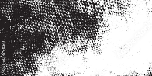 Abstract Black and White Halftone Grunge Texture Background Vector