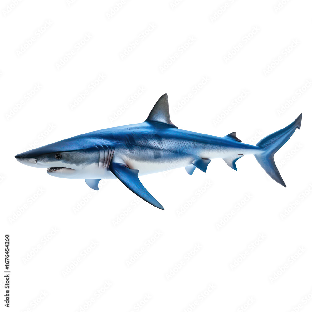 Naklejka premium A blue shark swimming in the ocean. The marine life concept of aquatic animals.