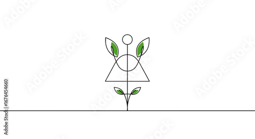 Growth Abstract Icon: A minimalist and symbolic representation of growth, featuring clean lines and organic elements, conveying the essence of nature and environmental consciousness. 