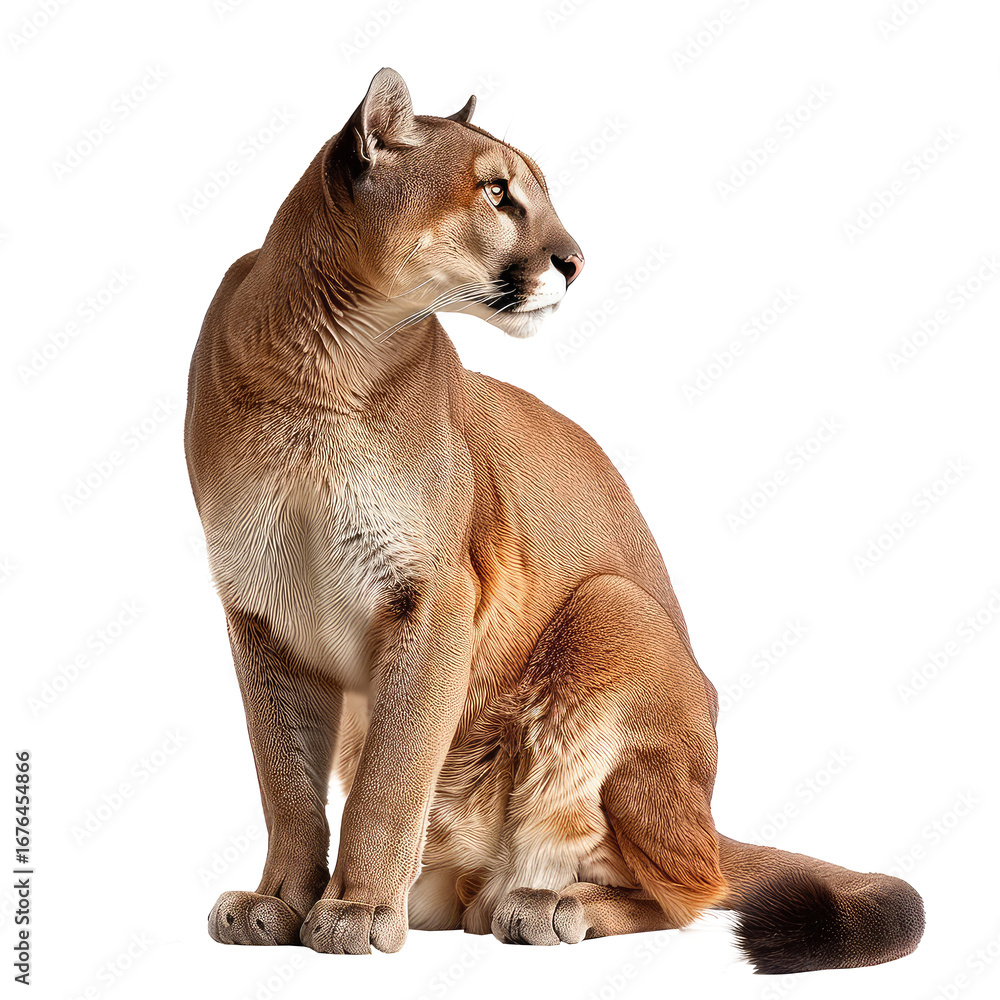Obraz premium Puma side view full body isolate on transparent background