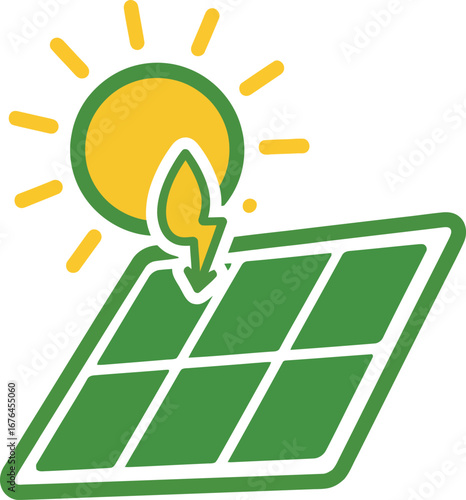 Solar panel absorbing sunlight, generating clean energy.