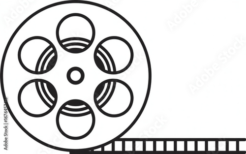 Classic film reel with strip of movie film