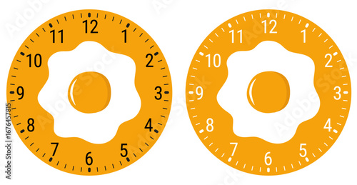Breakfast Egg Clock Face Illustration, Creative Clock Face with Fried Egg, Kitchen Clock Decor