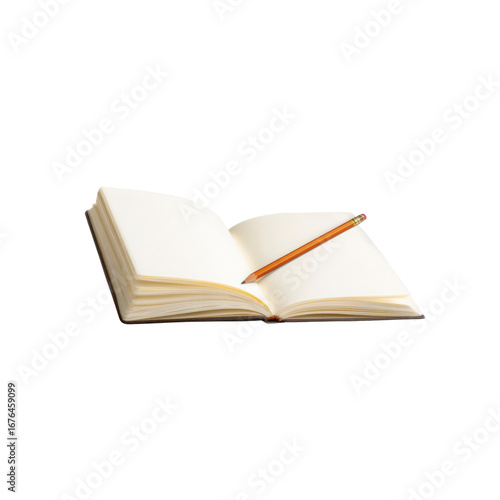 Open Notebook with Pencil, Ready for Notes or Ideas