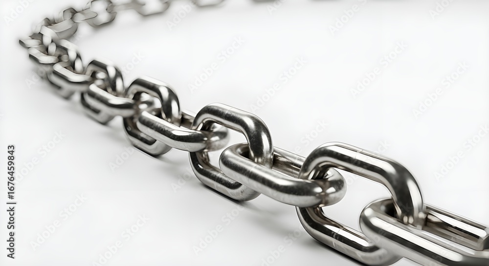 Fototapeta premium Metal chain links on white background