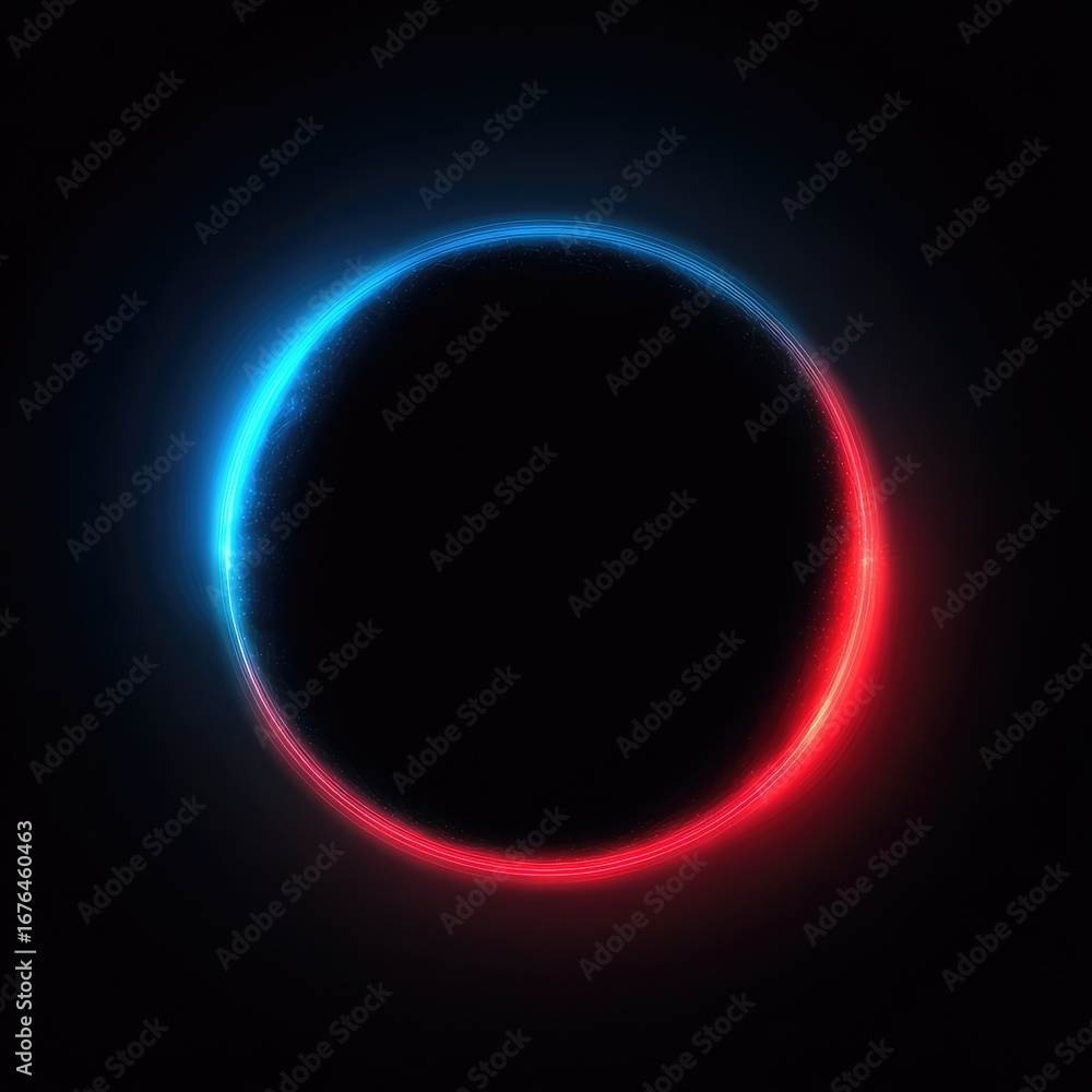 Obraz premium Circular cosmic eclipse with vibrant blue-red halo