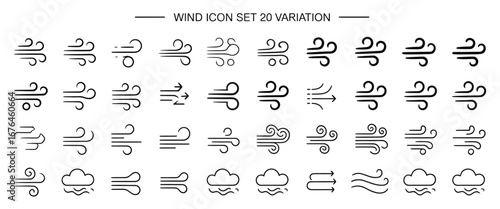 Wind Icon Set 2D Vector Design for Weather and Nature Themes