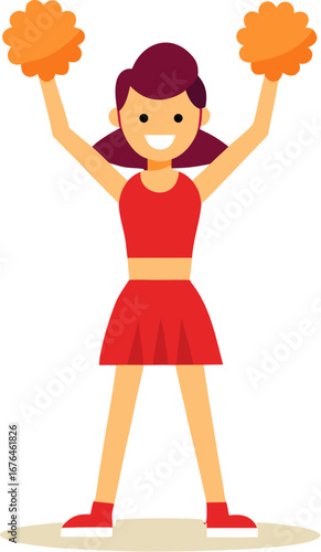 Cheerleader Icon with Pom-Poms