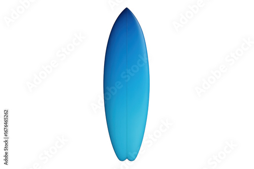 Blue surfboard isolated on transparent background representing surfing and water sports