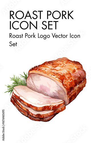 Roast pork Logo vector Icon set
