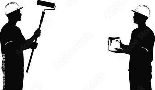 Painting contractors painters home improvement services silhouette