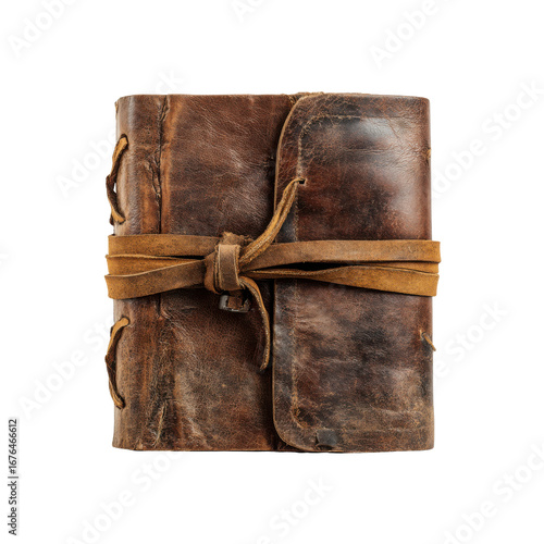 Antique Leather-Bound Journal with Leather Straps