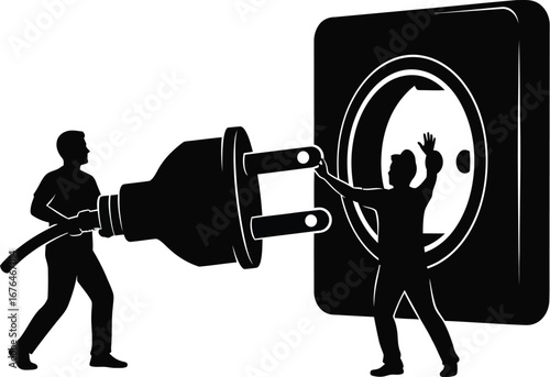Electrical plug and socket installation service vector graphic
