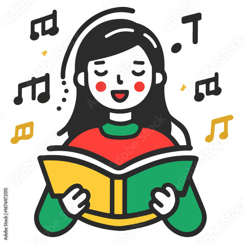 caroling, singing hymns, christmas, christmas eve, festival, vector, transparent background, person, icon, cute, xmas, winter, cold, celebration