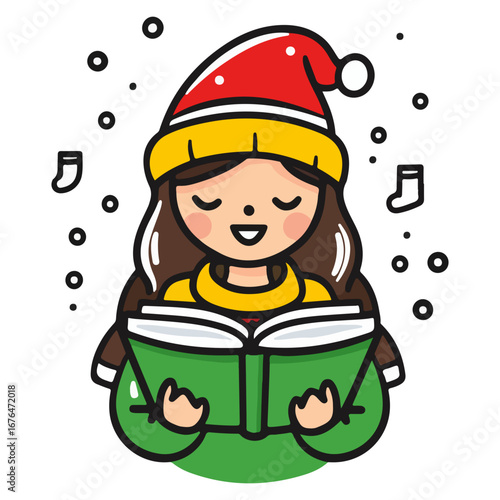 caroling, singing hymns, christmas, christmas eve, festival, vector, transparent background, person, icon, cute, xmas, winter, cold, celebration