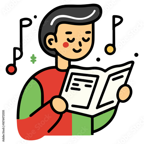 caroling, singing hymns, christmas, christmas eve, festival, vector, transparent background, person, icon, cute, xmas, winter, cold, celebration