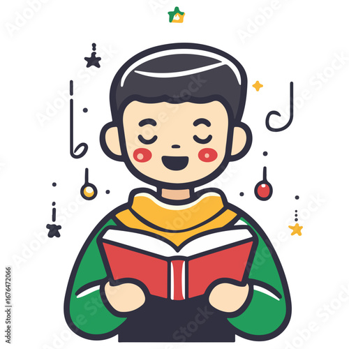 caroling, singing hymns, christmas, christmas eve, festival, vector, transparent background, person, icon, cute, xmas, winter, cold, celebration