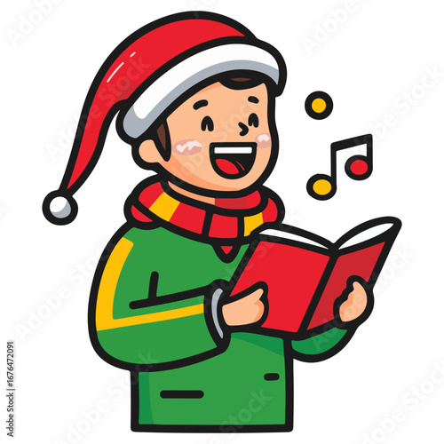 caroling, singing hymns, christmas, christmas eve, festival, vector, transparent background, person, icon, cute, xmas, winter, cold, celebration