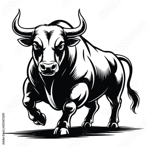 black and white bull