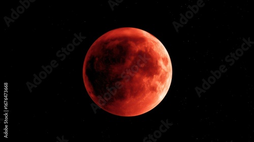 Blood Moon, Red Moon in Dark Night Sky