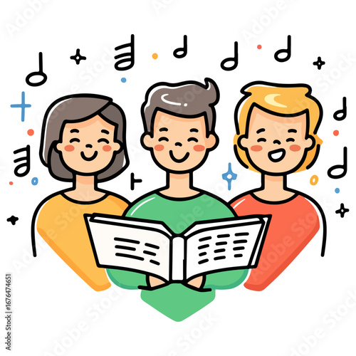 caroling, singing hymns, christmas, christmas eve, festival, vector, transparent background, people, icon, cute, xmas, winter, cold, celebration