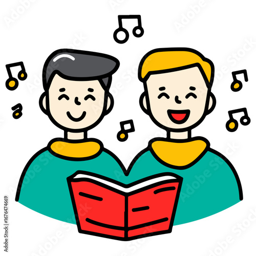 caroling, singing hymns, christmas, christmas eve, festival, vector, transparent background, people, icon, cute, xmas, winter, cold, celebration