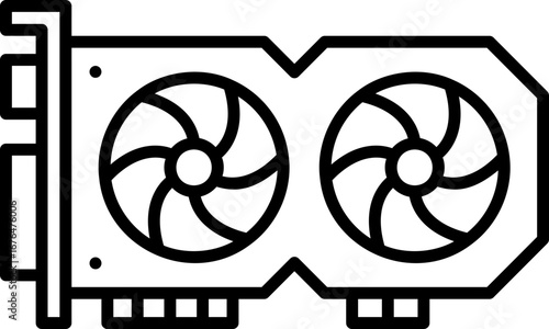 Black GPU icon - outline
