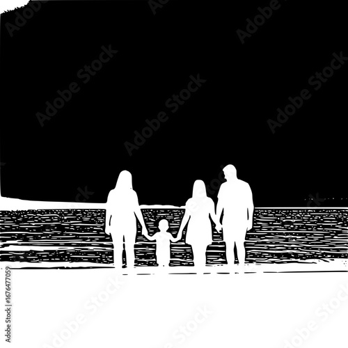 family on the beach