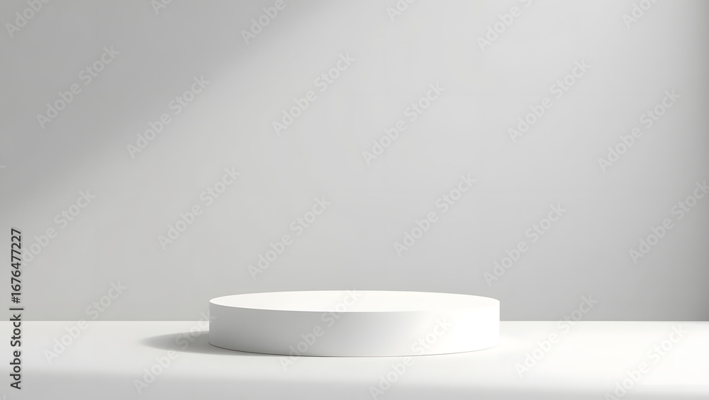 Fototapeta premium Minimalist White Podium on Table with Soft Lighting