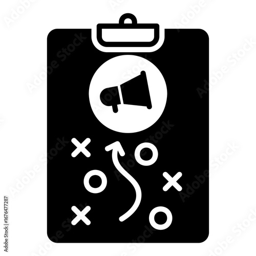 Marketing strategy icon for determining advertising steps