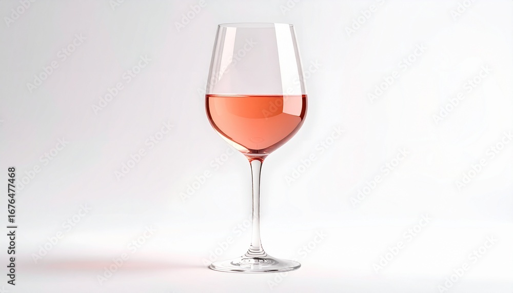 Elegant Glass of Rosé Wine with Minimalist White Background Elegant Glass of Rosé Wine with Minimalist White Background