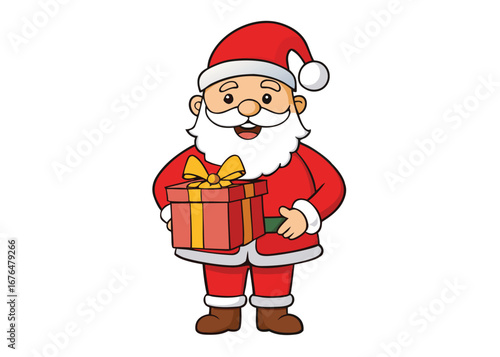 Santa Claus vector with christmas giftbox on white background