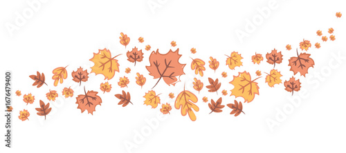 Cartoon illustration of a swirl background of autumn leaves isolated on white background. Great for seasonal projects, fall decorations, nature-themed designs, and environmental concepts