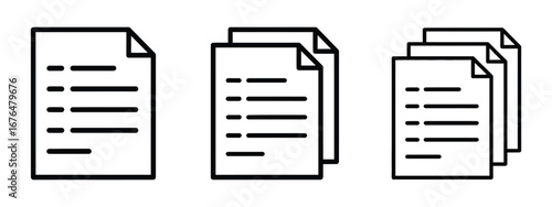 Paper Documents Line Icons - Single & Multiple Page Symbols for Office, Filing & Data Management