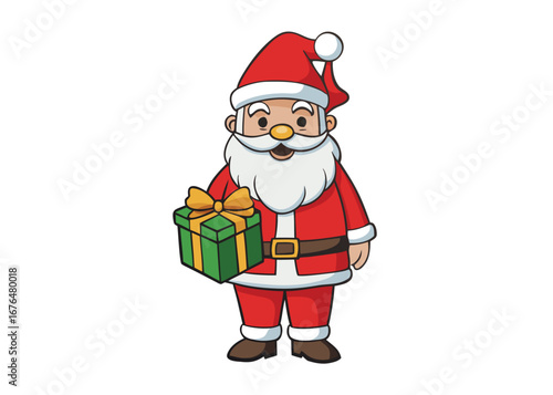Santa Claus vector with christmas giftbox on white background