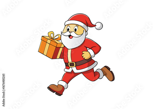 Santa Claus vector with christmas giftbox on white background