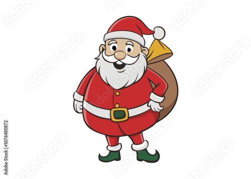 Christmas Vector Illustration of Santa Claus carrying sack full of gifts