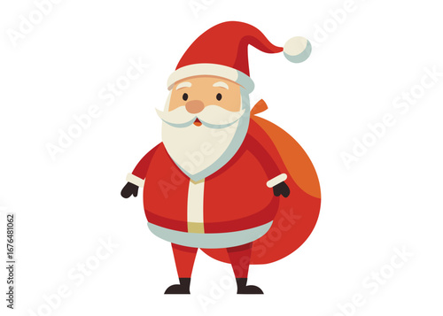 Christmas Vector Illustration of Santa Claus carrying sack full of gifts