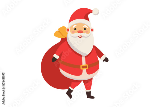 Christmas Vector Illustration of Santa Claus carrying sack full of gifts