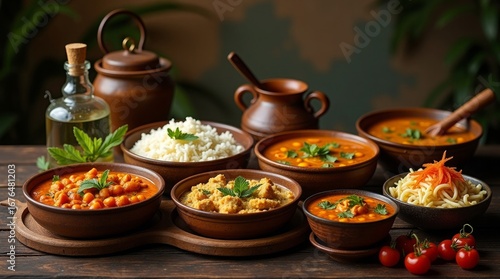 Indian Curries Rice Noodles and Tomatoes Indian cuisine