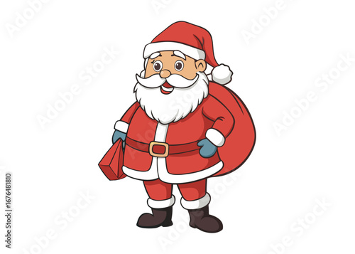 Christmas Vector Illustration of Santa Claus carrying sack full of gifts