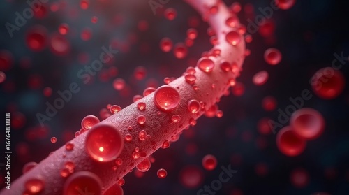 Red blood cells flowing through vessel blood vessel