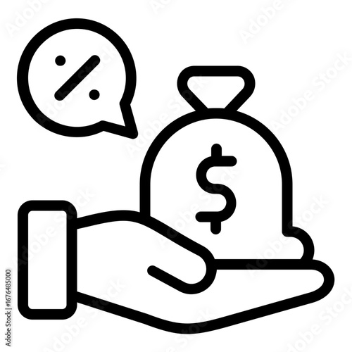 commission currency icon line