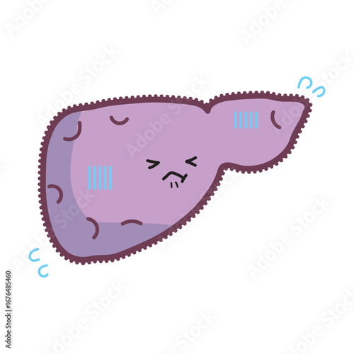 人の臓器キャラクター　不健康な肝臓